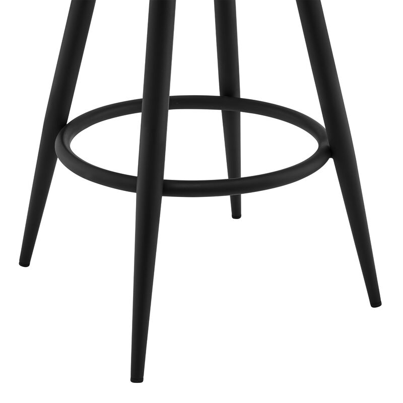 Gabriele  Gray Faux Leather and Black Metal Swivel Bar Stool image number 5