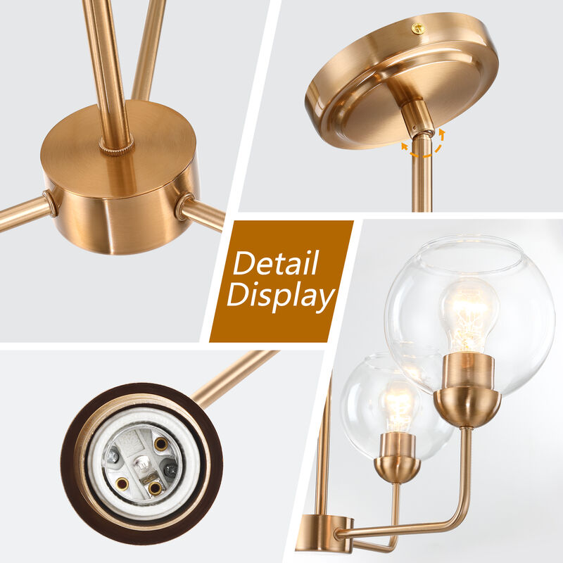 23" Modern Vintage 3-Light Antique Brass Dimmable Chandelier image number 3