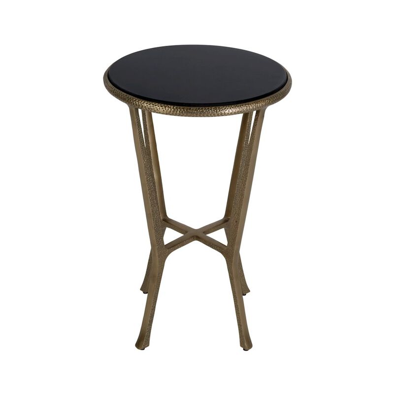 Butler Specialty Ivy 15.5 in. W Round Metal & Granite Side Table, Black, Antique Gold image number 3
