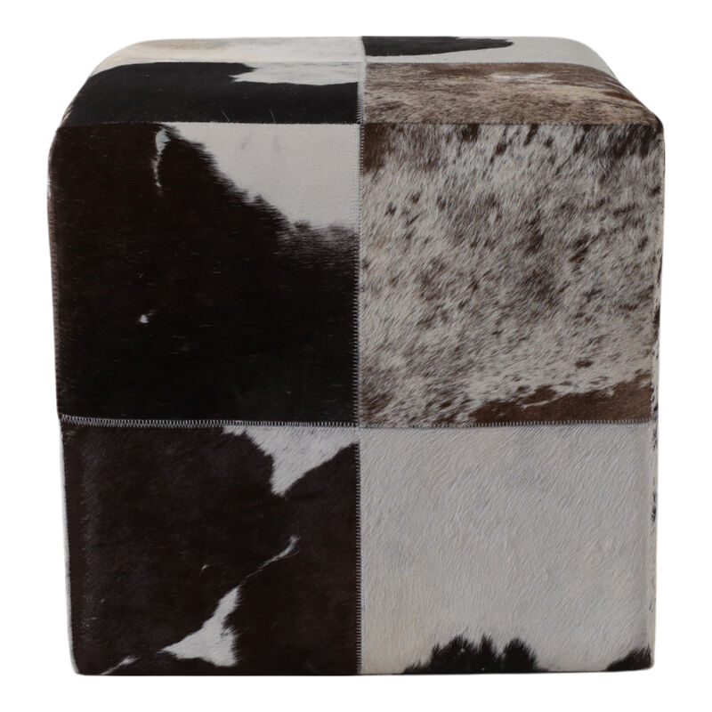 Hair On Hide Patchwork Ottoman image number 2