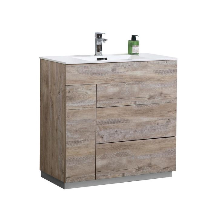 Kubebath Milano 36 Nature Wood Modern Bathroom Vanity