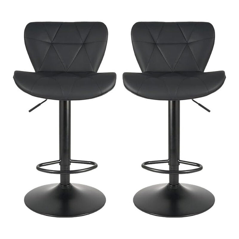 Faux Leather Swivel Bar Stools Set of 2, Adjustable Counter Height Kitchen Chairs, Iron Frame High Backrest 360&deg; Barstools for Kitchen Counter, Outdoor image number 0
