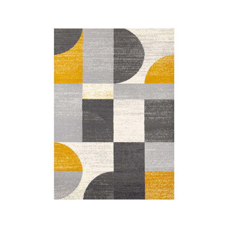 Novelle Home Functional Style Yellow Grey Geometric Blocks Rug, 4'7 x 6'7, 4'7 x 6'7 image number 0