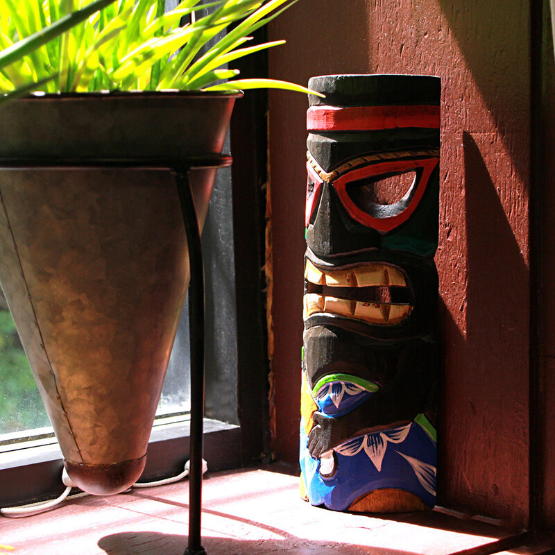 Set Of 5 Polynesian Style Wooden Tiki Masks 10 In image number 8