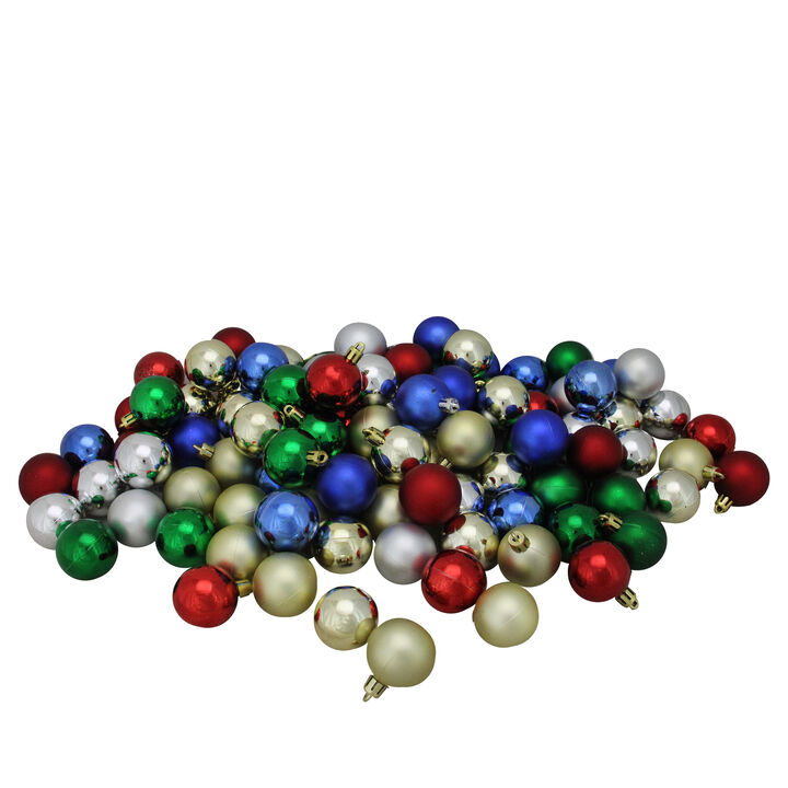 96ct Vibrantly Colored Shatterproof 4-Finish Christmas Ball Ornaments 1.5" (40mm)