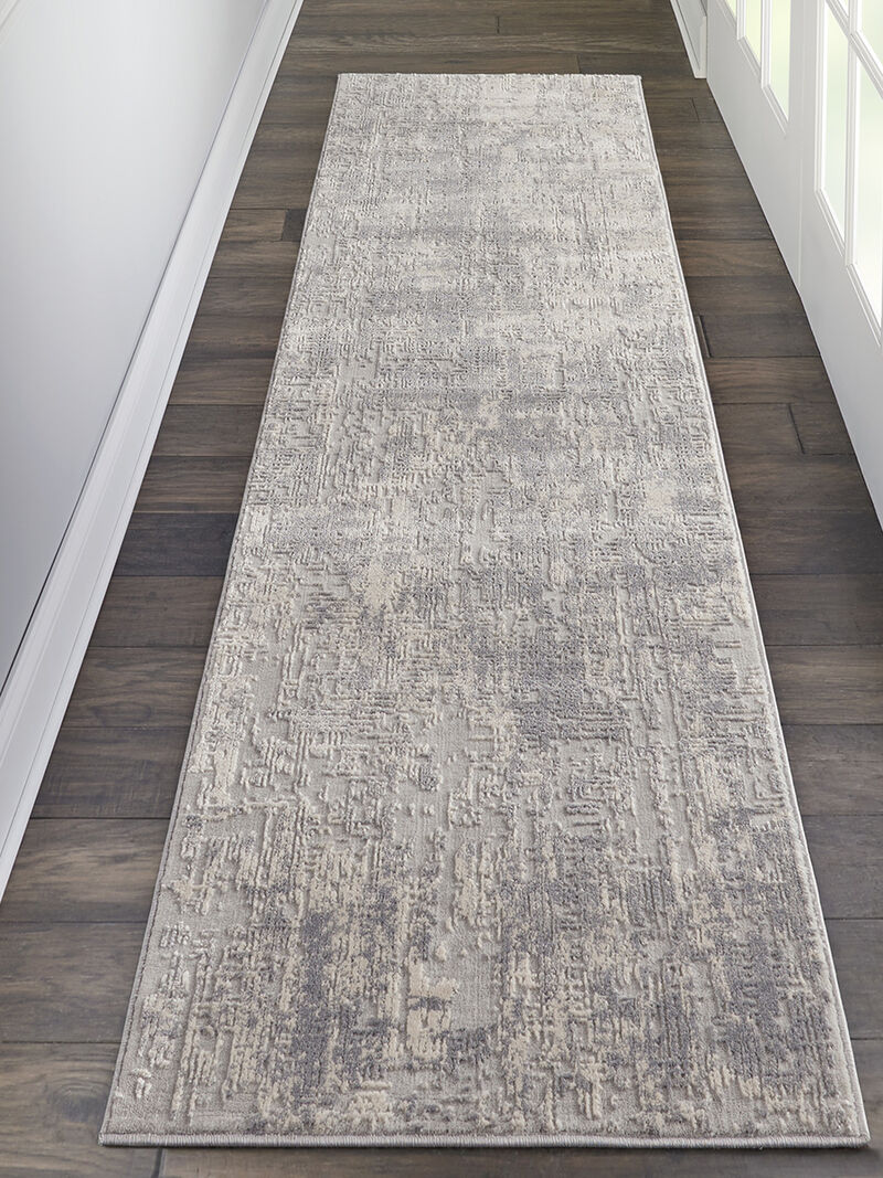 Rustic Textures RUS01 Ivory/Silver 2'2" x 7'6" Rug