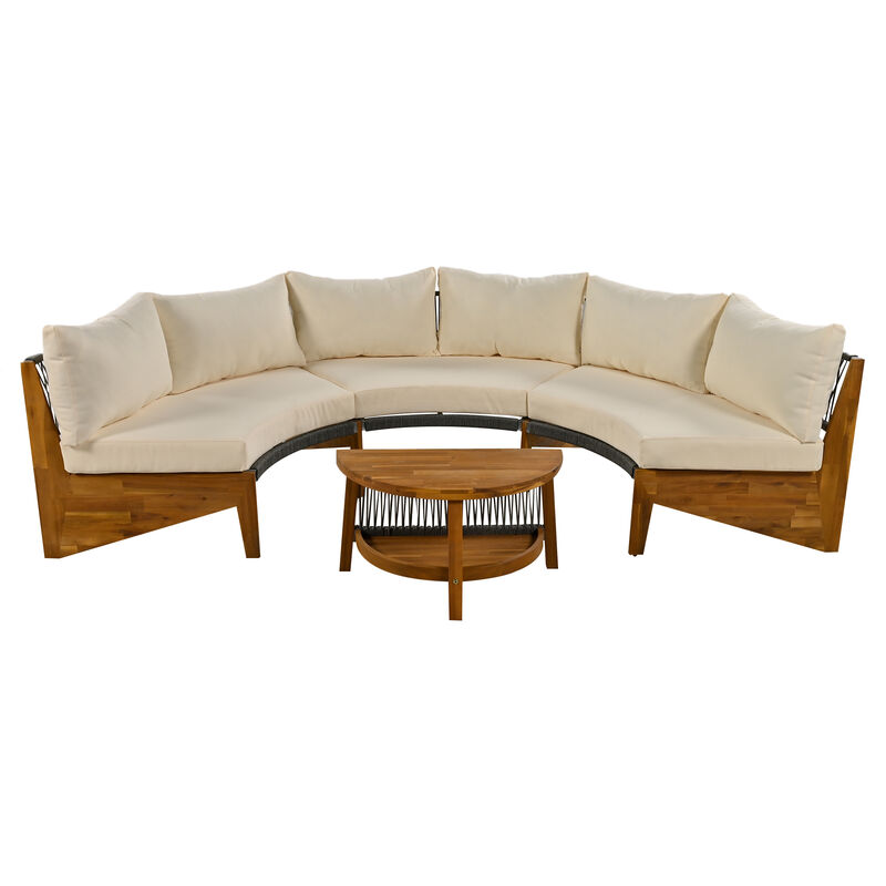 Merax  Modern Outdoor Seating Sofa Set with Table image number 3