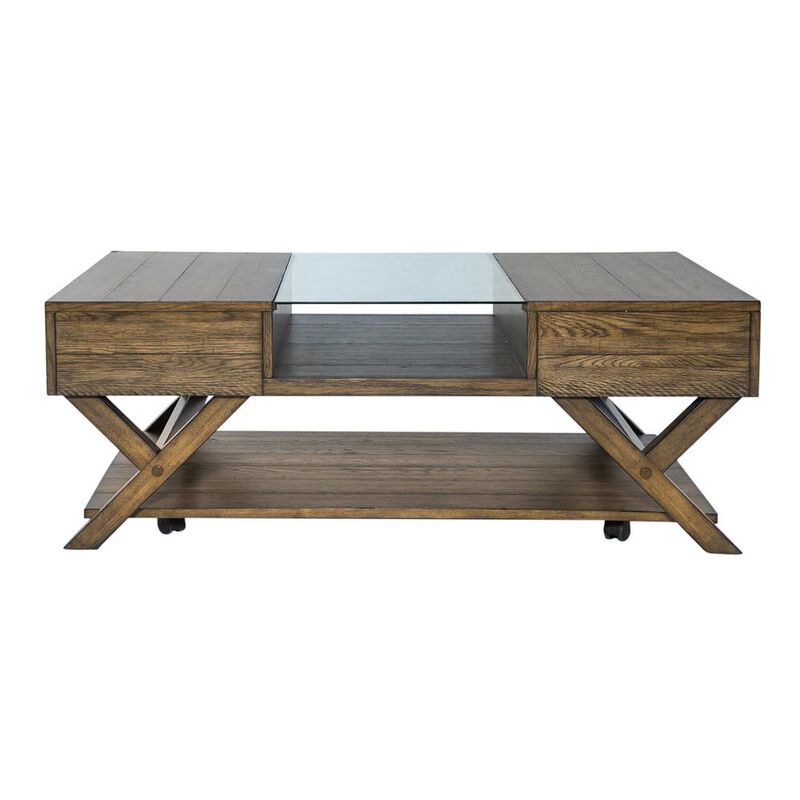 Liberty Furniture Lennox Display Cocktail Table in Weathered Chestnut image number 4