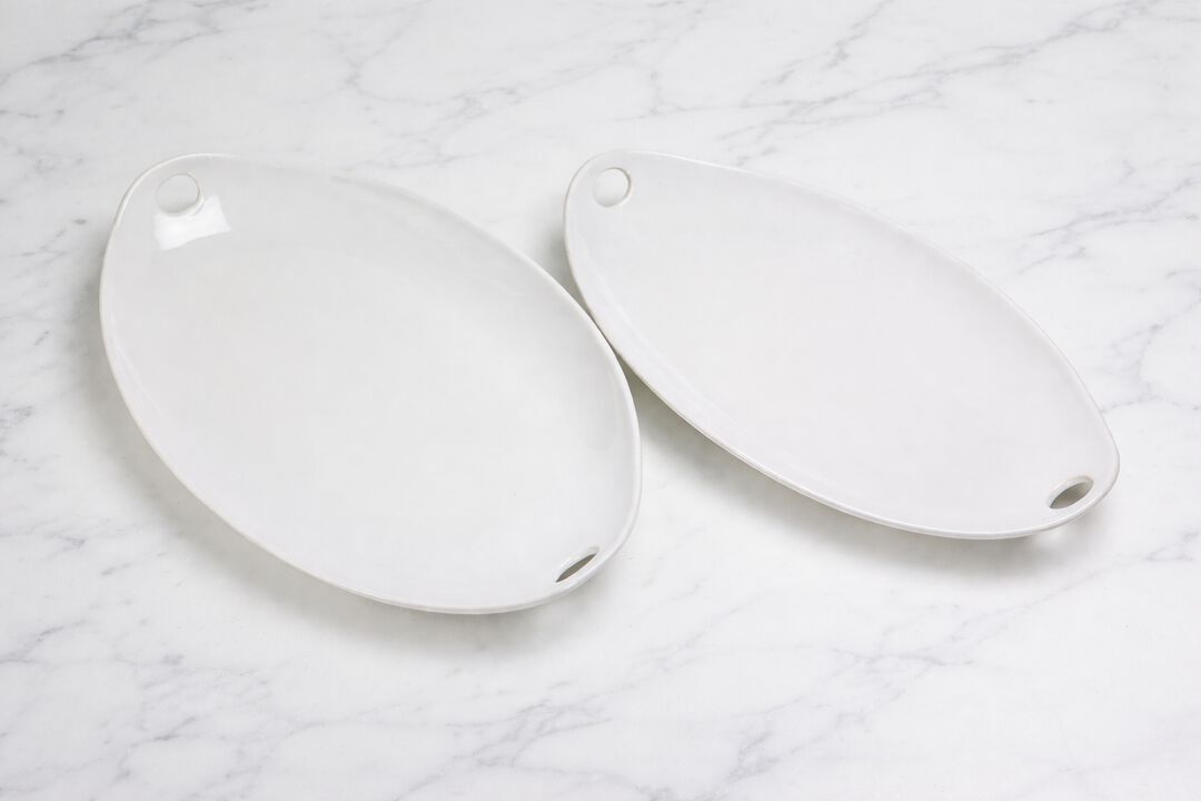 Euro Ceramica Euro Essential Classic Lisbon White Large Oval Platter, Crafted in Portugal