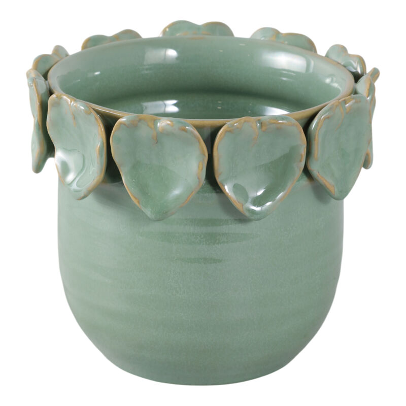 6" Leaf Applique Planter, Green image number 2