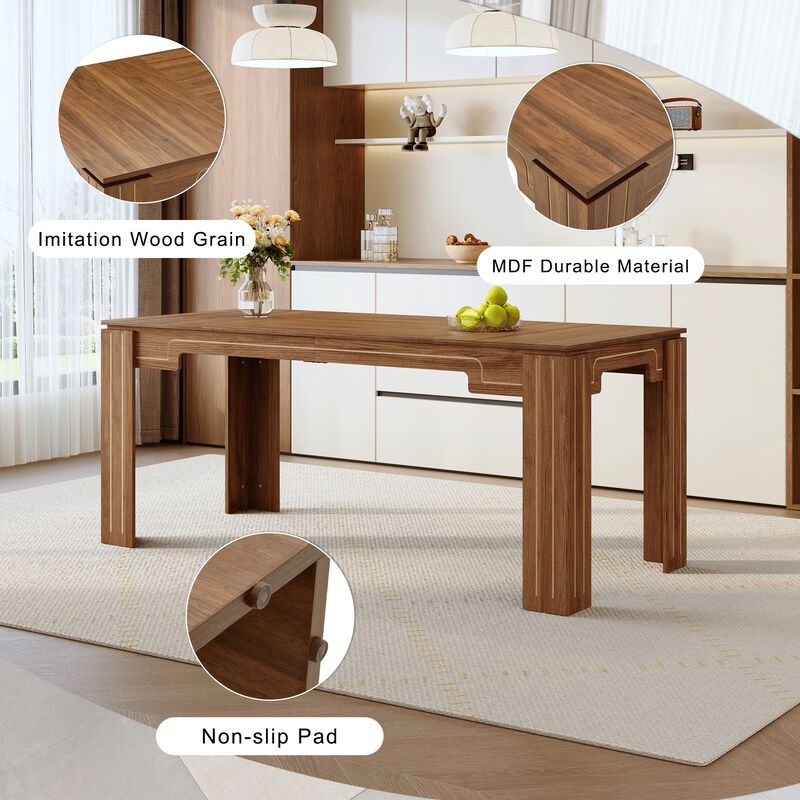 Whisen Dining Table with Groove Legs, MDF Space-Saving for Kitchen Living Room image number 5