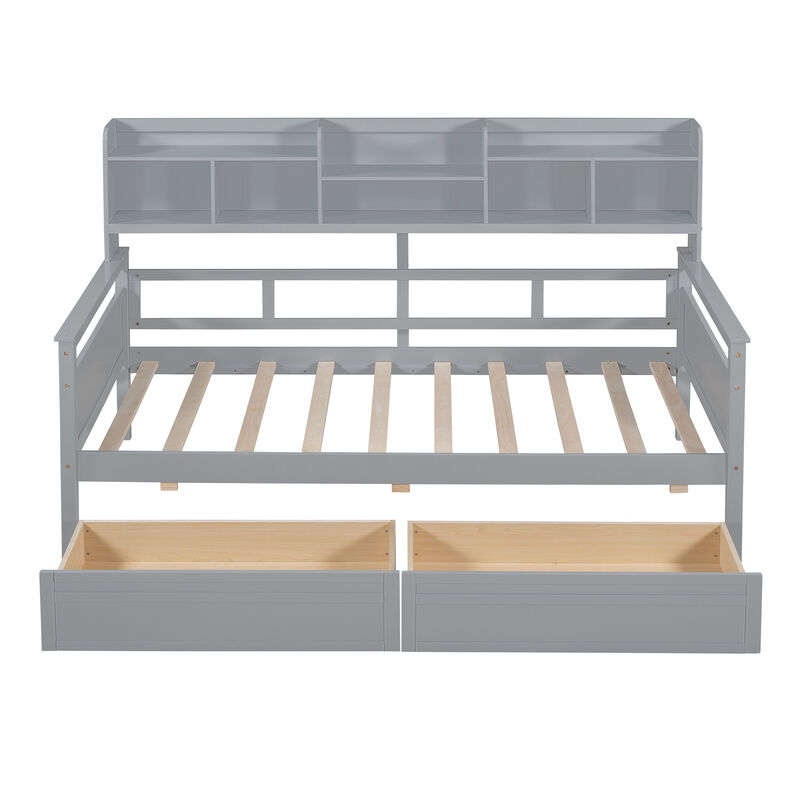 Merax Modern Daybed Bed with  Storage Shelves