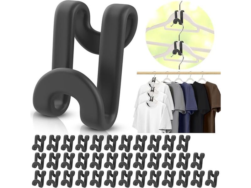100Pcs Space Saving Hanger Hooks, Plastic Clothes Hanger Connector Hooks, Heavy image number 0