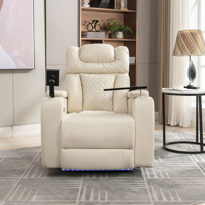 270 Degree Swivel PU Leather Power Recliner Individual Seat Home Theater Recliner