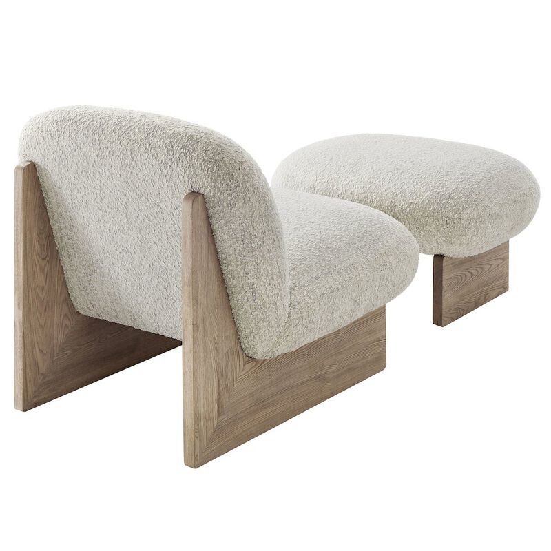 Loyal Boucle Fabric Accent Chair and Ottoman Set image number 5