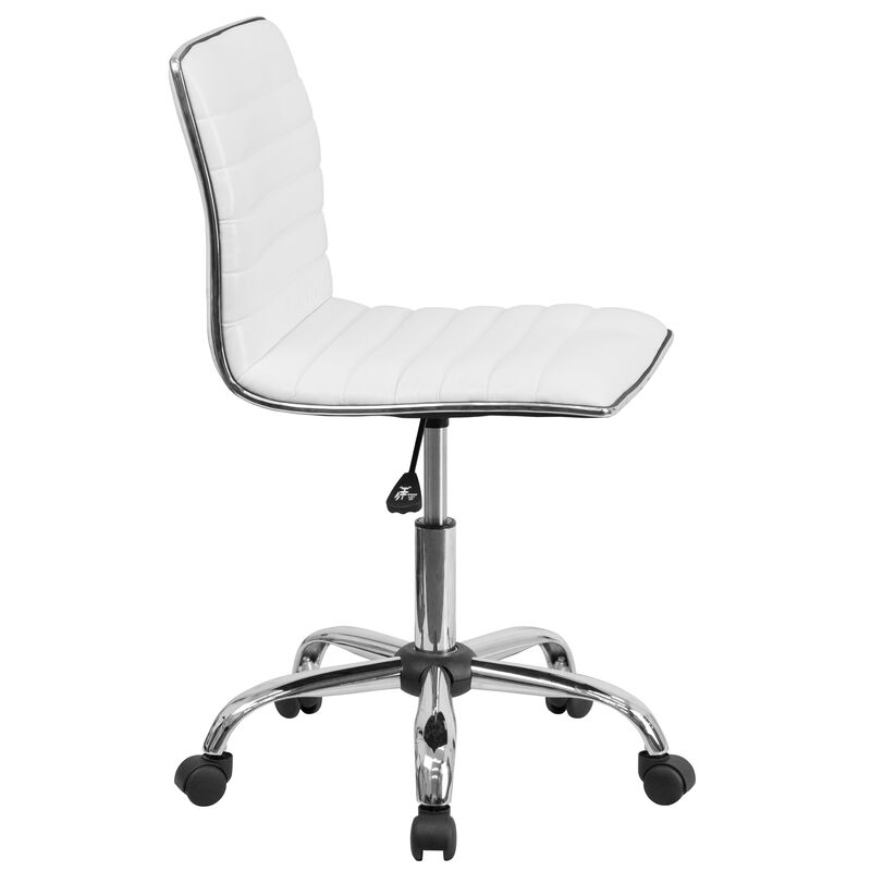 Alan Low Back Designer Armless Ribbed Swivel Task Office Chair image number 7