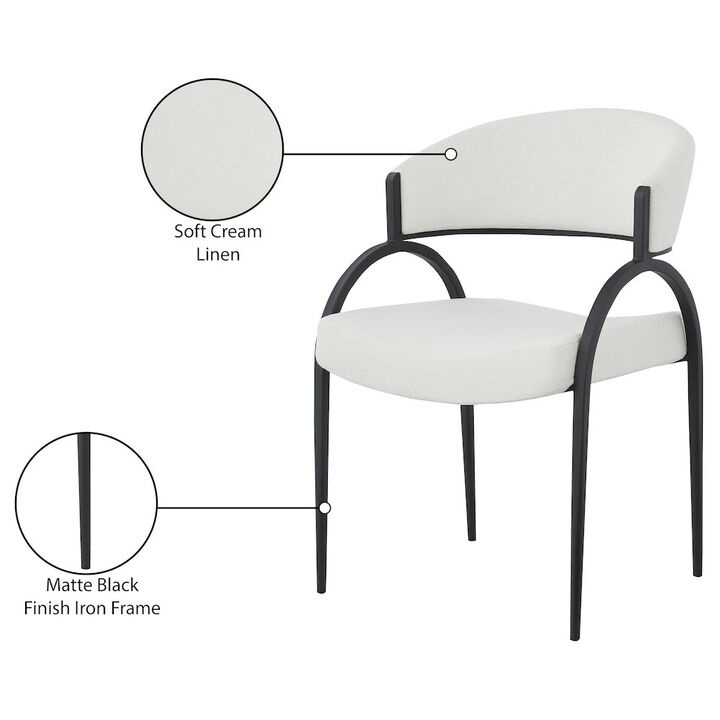 Meridian Furniture Privet Cream Linen Textured Fabric Dining Chair, Set of 2