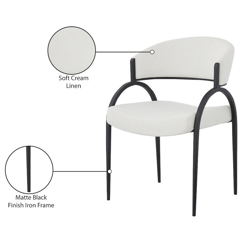 Meridian Furniture Privet Cream Linen Textured Fabric Dining Chair, Set of 2