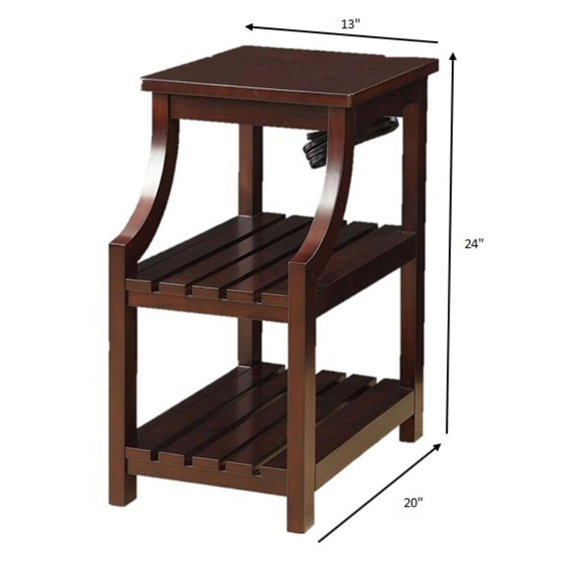 Modern Wooden Storage End Table with Built-In USB Charging Ports