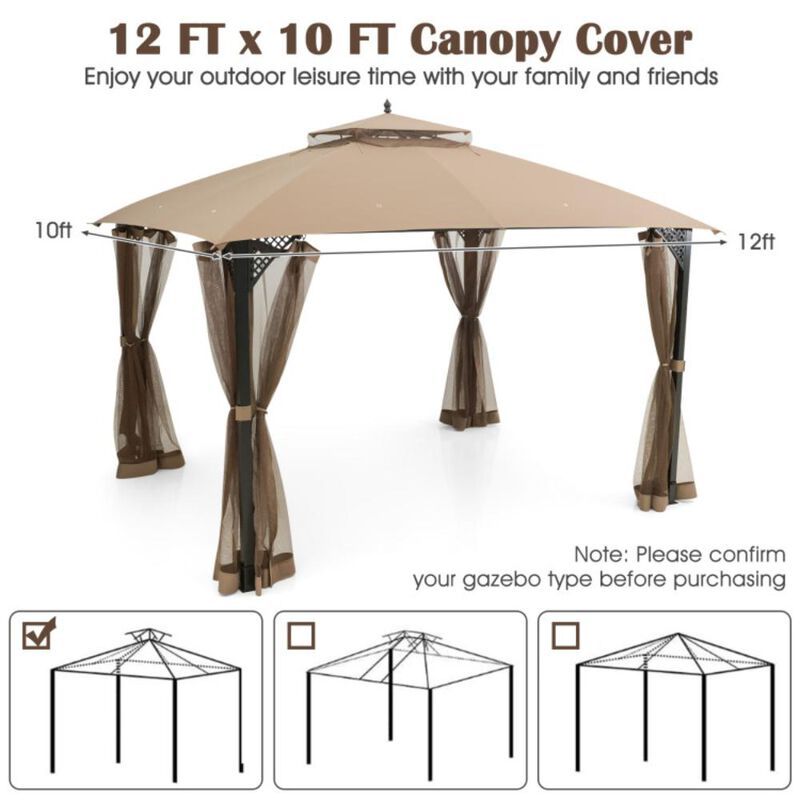 Hivvago Gazebo Replacement Top with Air Vent and Drainage Holes