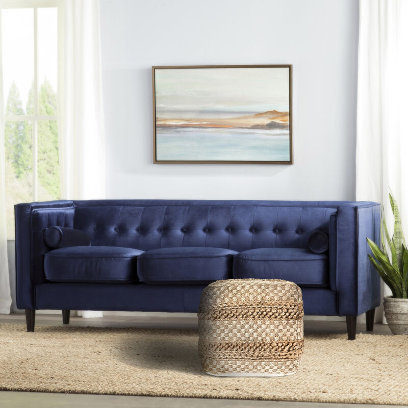 Stylish Jute Pouf Ottoman for Extra Seating and Rustic Home Decoration