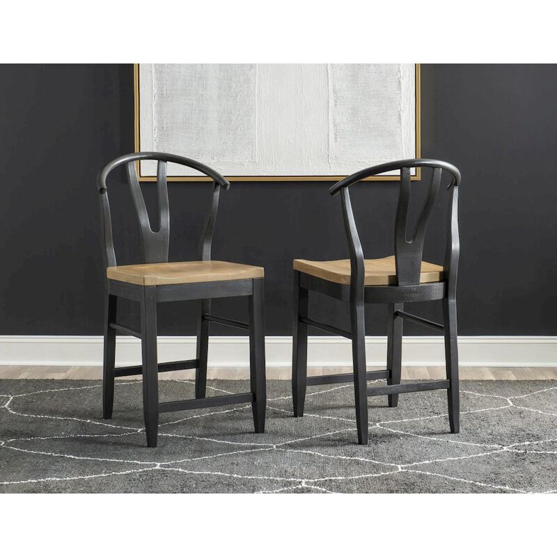 Legacy Classic Wishbone Back Counter Height Chair (Black) (Kd, Wood Seat, Seat Height: 24)