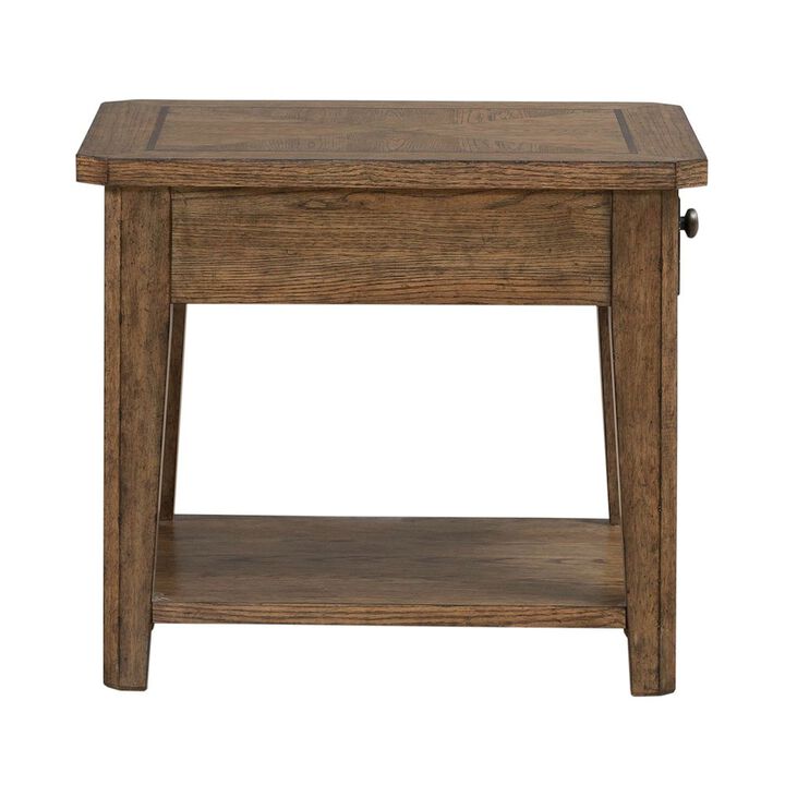 Liberty Furniture Carolina Park End Table for Living Room - Amber Brown Oak