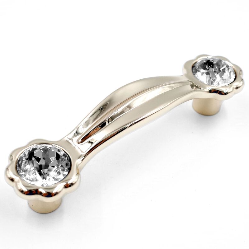 JETLAND Cabinet Drawer Crystal Pulls, 4-Pack, Golden with Clear Glass, 3"" Hole Centers, Shining Daisy, Cabinet Handles for Dres