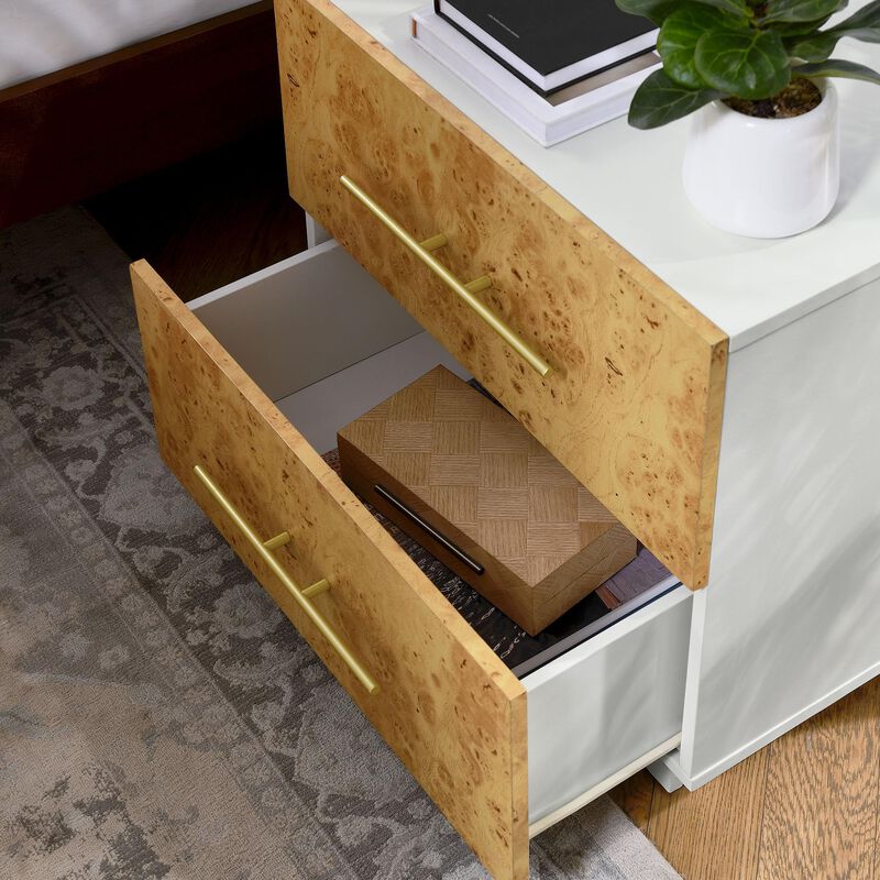 Modway ABEL 2 Drawer Nightstand in White Bleached Burl image number 3