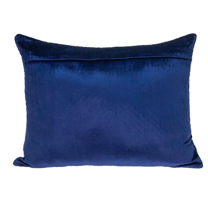 HomeRoots 18" X 24" Navy Blue Cotton Blend Throw Pillow
