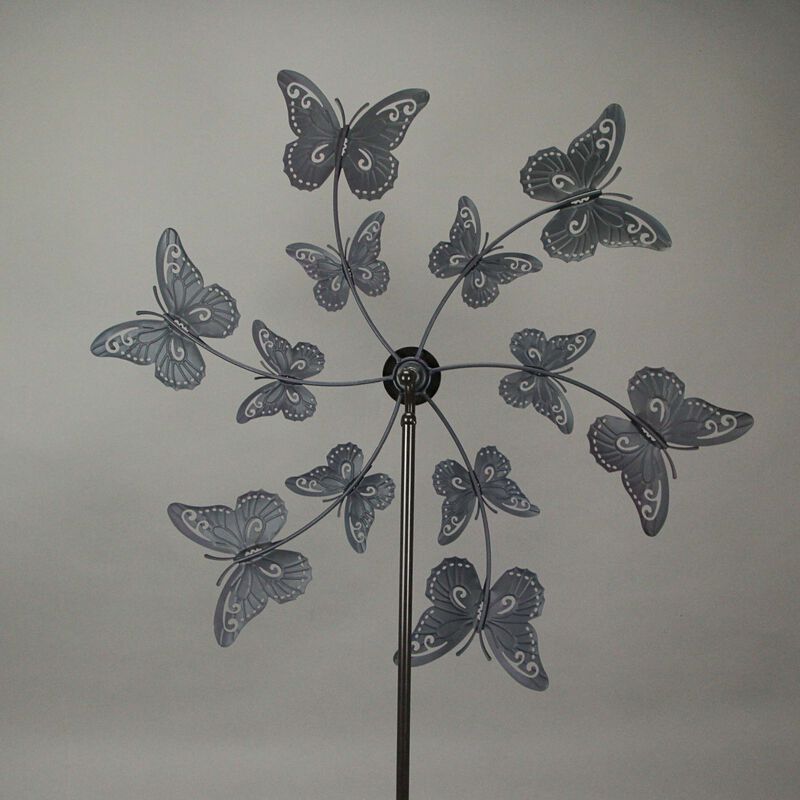 Laser Cut Metal Butterfly Garden Twirler Wind Spinner Stake 72 Inches High image number 2