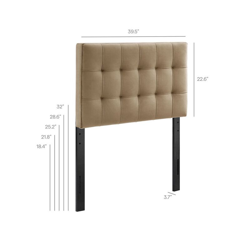 Lily Stain-Resistant Performance Velvet Twin Size Headboard image number 1