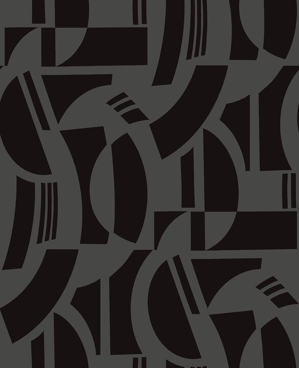Carter Black Geometric Flock Wallpaper