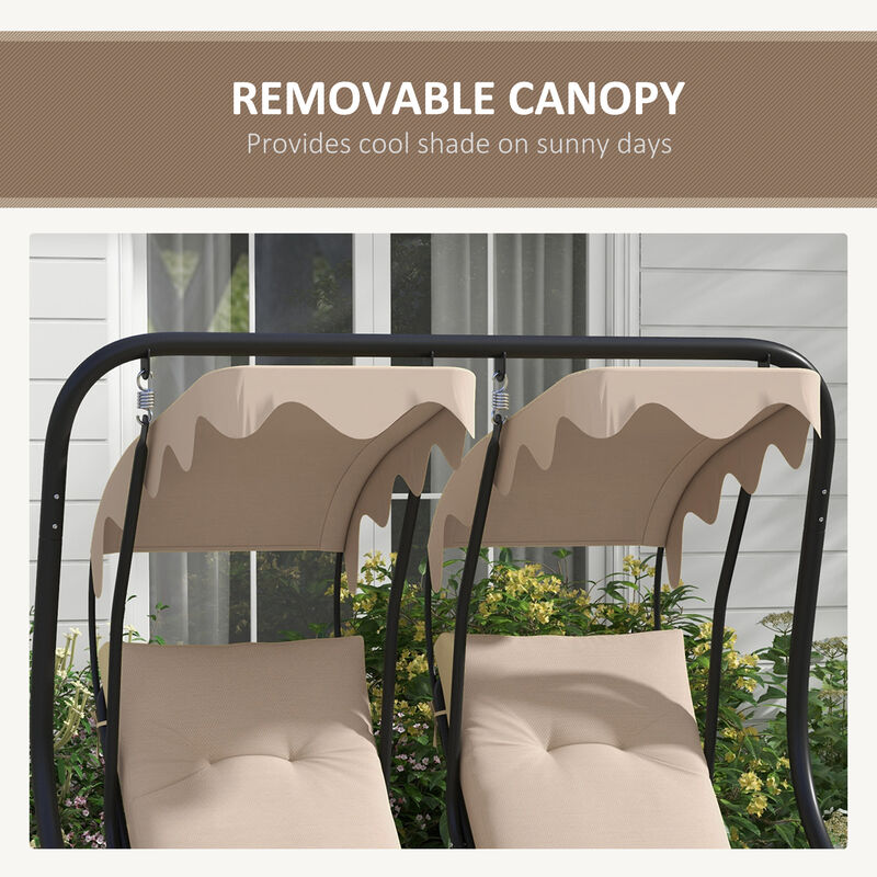 Hivvago Outdoor Swing Bench with Adjustable Canopy image number 6