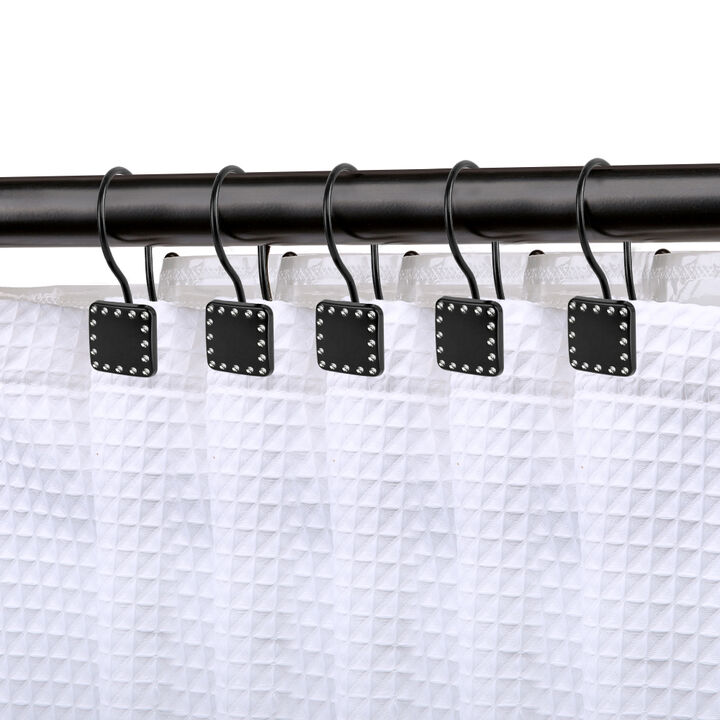 Utopia Alley Rust-Resistant Metal Double Shower Curtain Hooks, Shower Hooks Hangers for Bathroom, Kitchen Utensils, Curtains, Clothing, Towels etc - Set of 12