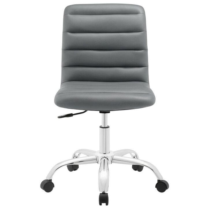 Vinyl Mid Back Office Chair with Armless Design and 18 lb Weight