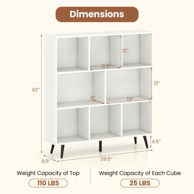 Hivvago Bookcase with 5 Tapered Metal Legs-10 Cubes