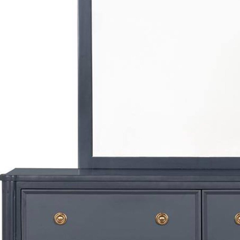 Alta Dresser Mirror, Subtle French Design, Blue Solid Wood, 40 Inch