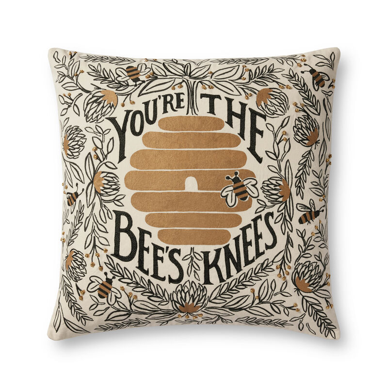 BEE'S Knees Prp0038 Black/Gold 22''x22'' Polyester Pillow