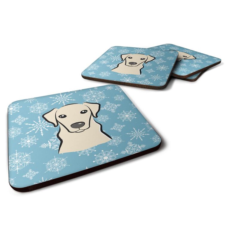 Caroline's Treasures BB1656FC Snowflake Yellow Labrador Foam Coasters (Set of 4), 3.5, Multicolor