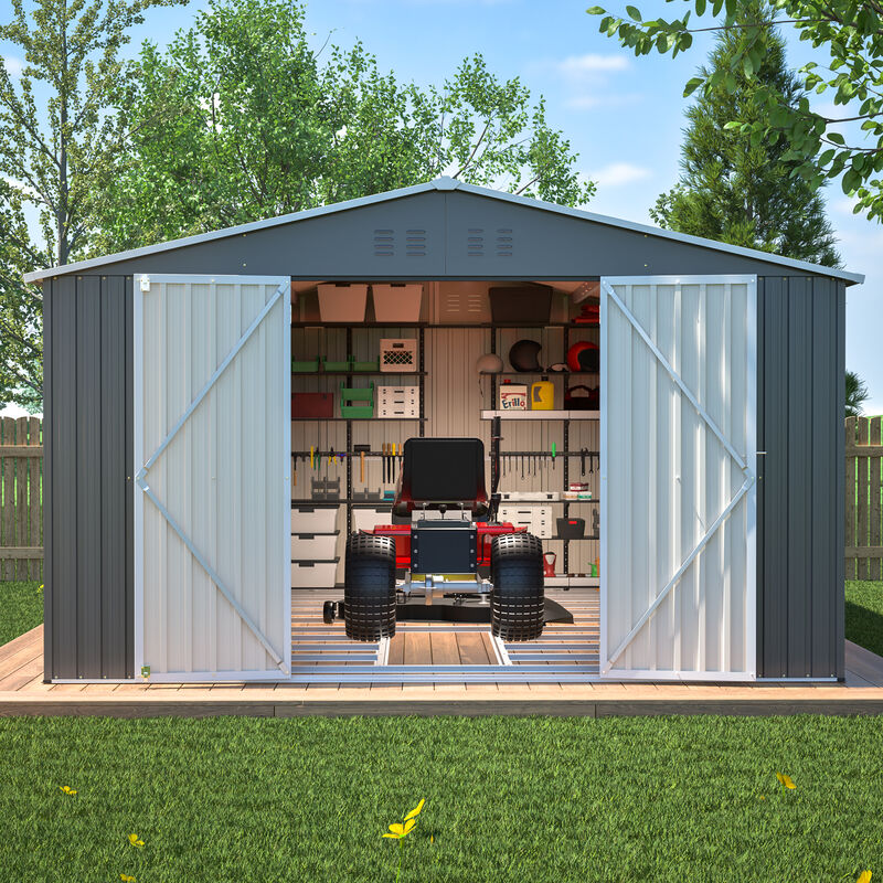 11x13 FT Metal Storage Shed with Reinforced Floor Frame image number 2