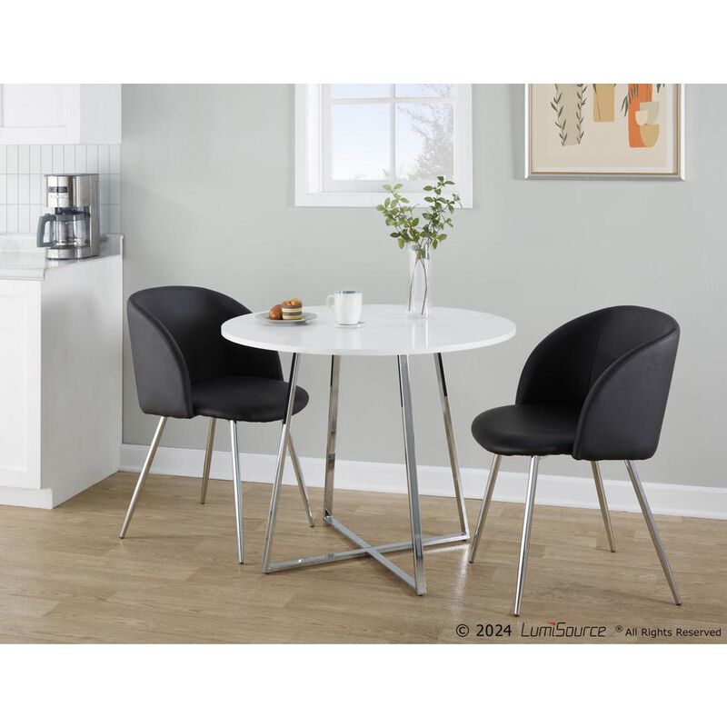 LumiSource Chrome Metal, White MDF Canary Cosmo Dining Table