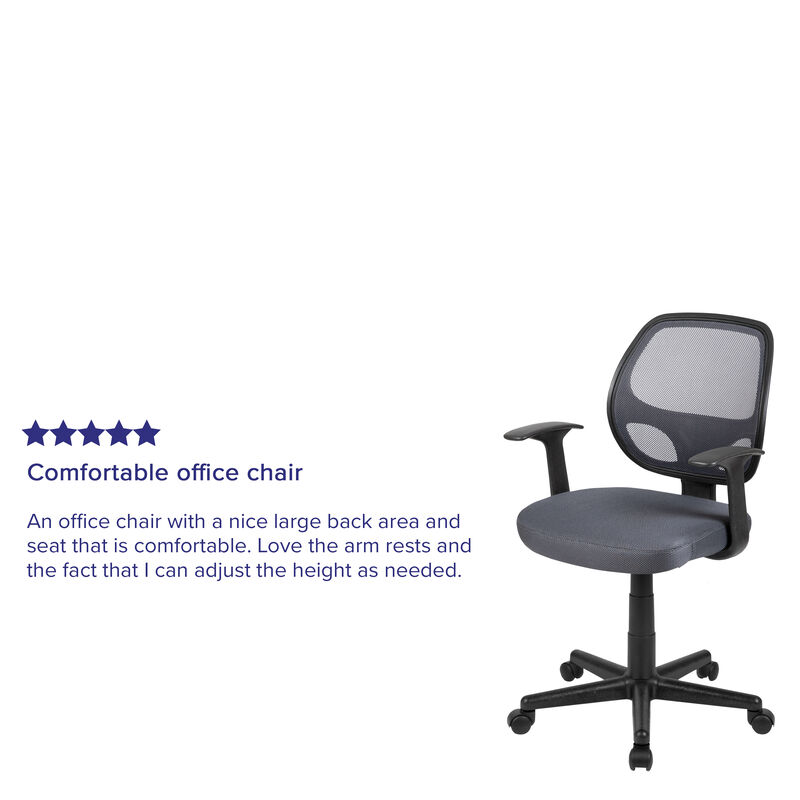 Flash Fundamentals Mid-Back Black Mesh Swivel Ergonomic Task Office Chair with Arms image number 4