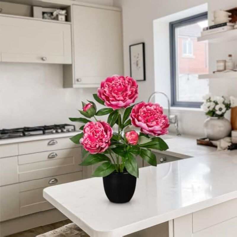 Hot Pink Artificial Peony Flowers Wedding Centerpiece Decor image number 3
