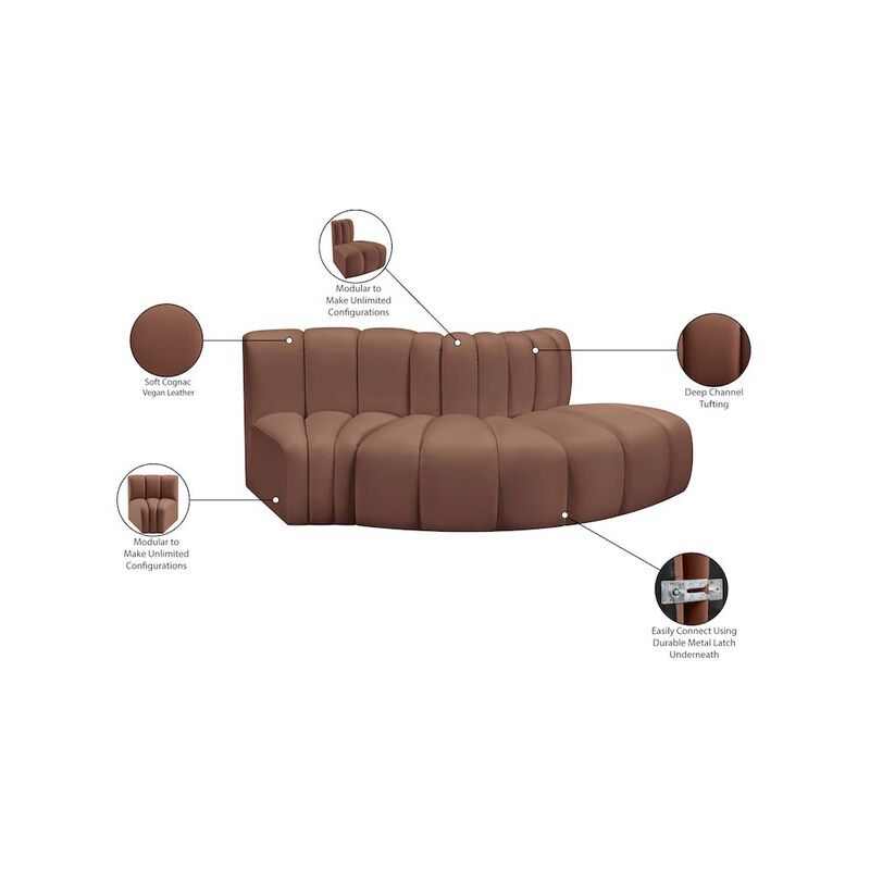 Meridian Furniture Arc Cognac Vegan Leather Modular Sofa