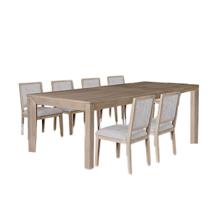 Kizie 7pc Dining Table Set, 94-118 Inch Extendable, Tawny Brown Chairs - Benzara