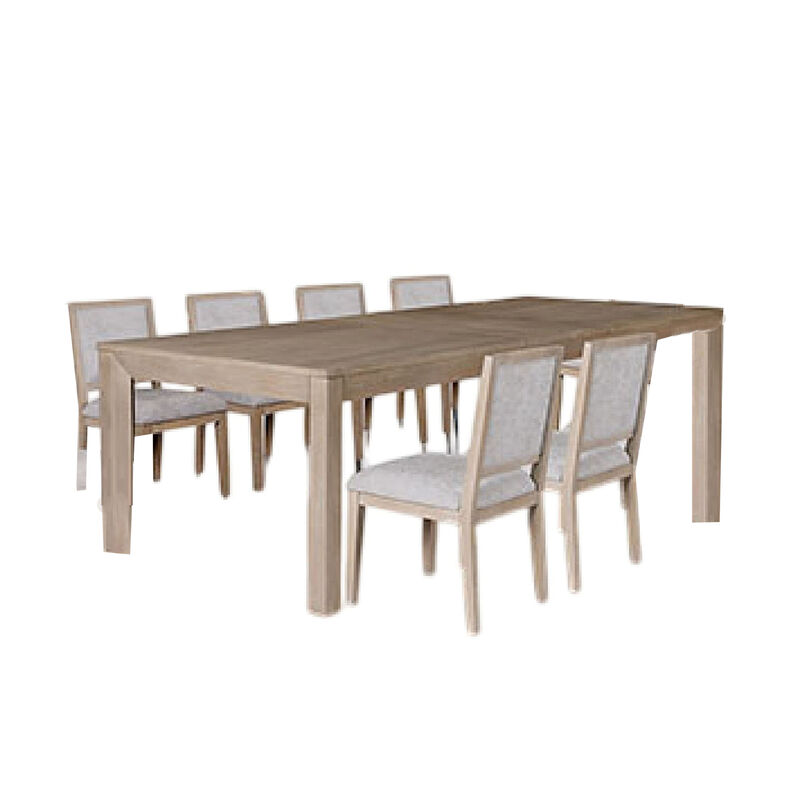Kizie 7pc Dining Table Set, 94-118 Inch Extendable, Tawny Brown Chairs - Benzara