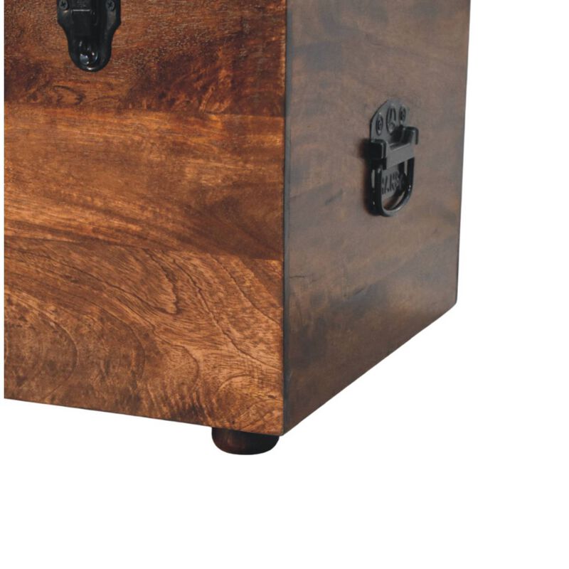 Artisan Furniture Solid Wood Black Buffalo hide leather Storage Trunk