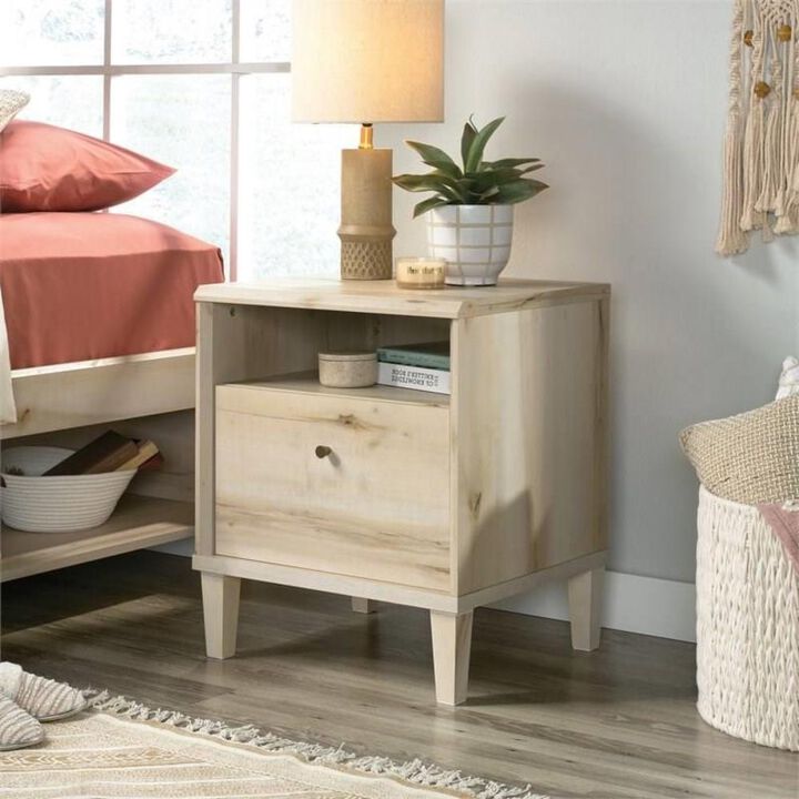 Farmhouse Style 1-Drawer Nightstand with Open Shelf for Rustic Bedroom Storage and Charm