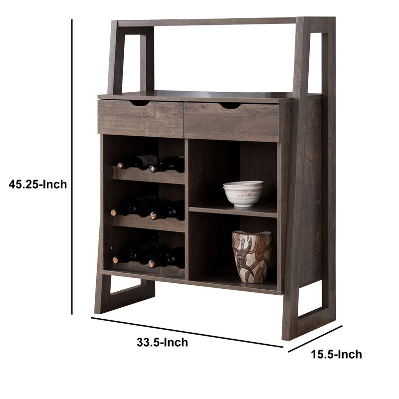 Stylish Wooden Wine Cabinet with Sled Legs and Spacious Storage, Brown-Benzara